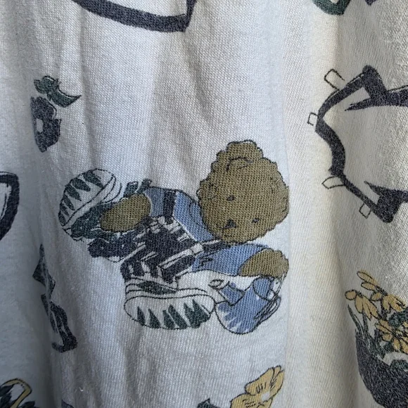 Teddy Bear Patterned White and Blue Two-Piece Set Pajamas Medium - Picture 4 of 13